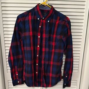 J.Crew Men's Red and Blue Plaid Shirt